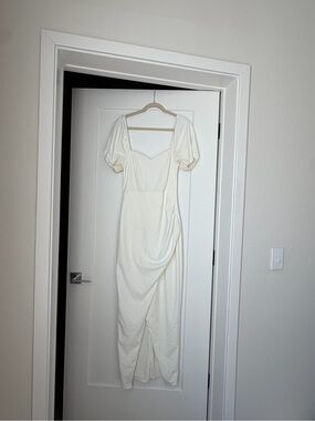 Lulu's Cream Puff-Sleeve Midi Dress